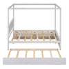 Full Size Canopy Platform Bed With Trundle Bed And 2 Drawers, Support Slats, No Box Spring Needed - Brushed White