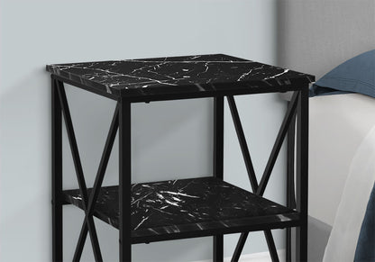 Accent Table, Side Marble Look Contemporary & Modern - Black
