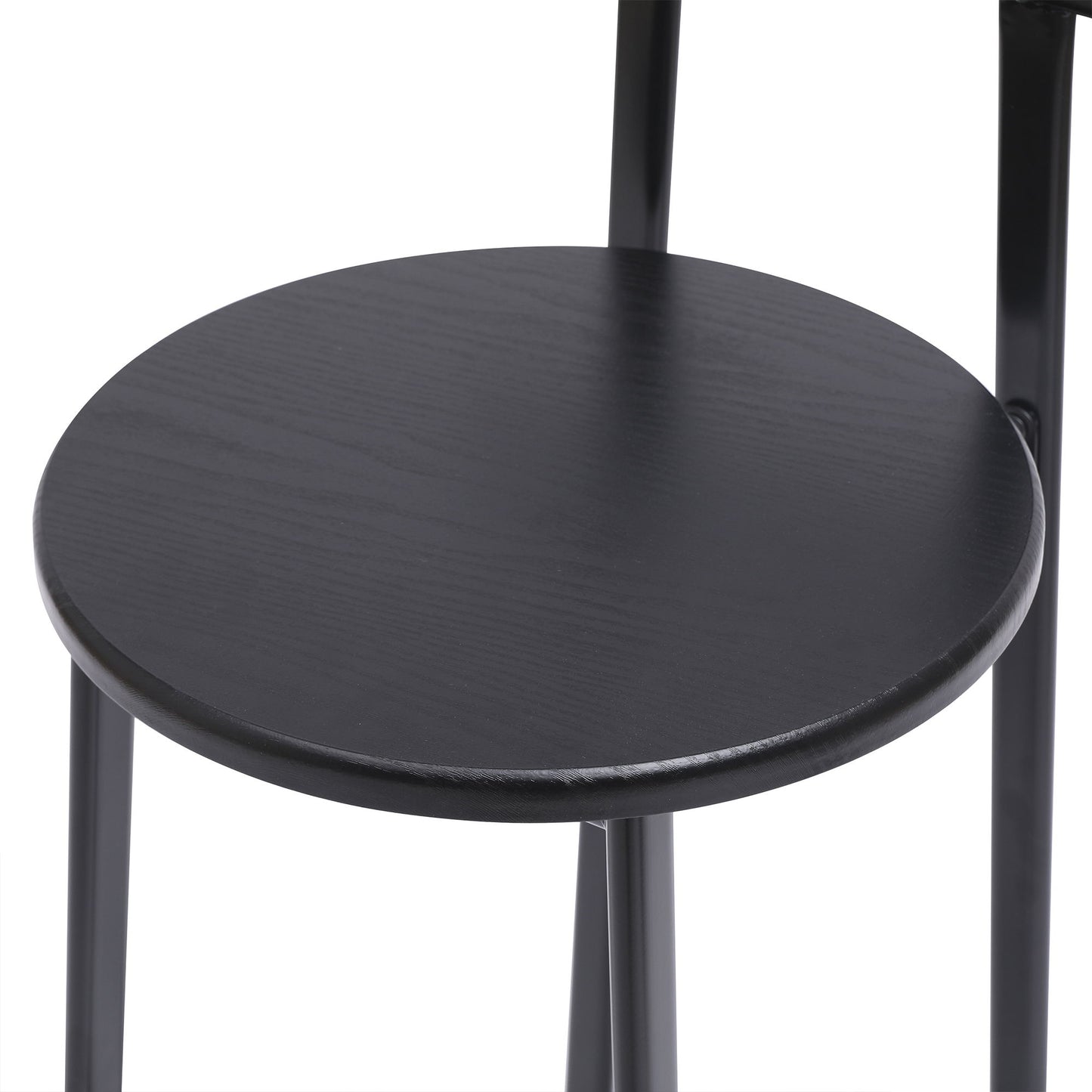 Modern Kitchen Bar Stools (Set of 3) With Footrest - Black