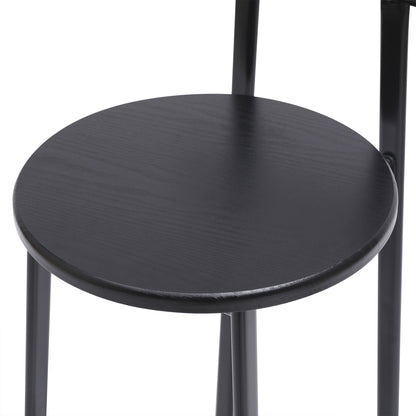 Modern Kitchen Bar Stools (Set of 3) With Footrest - Black