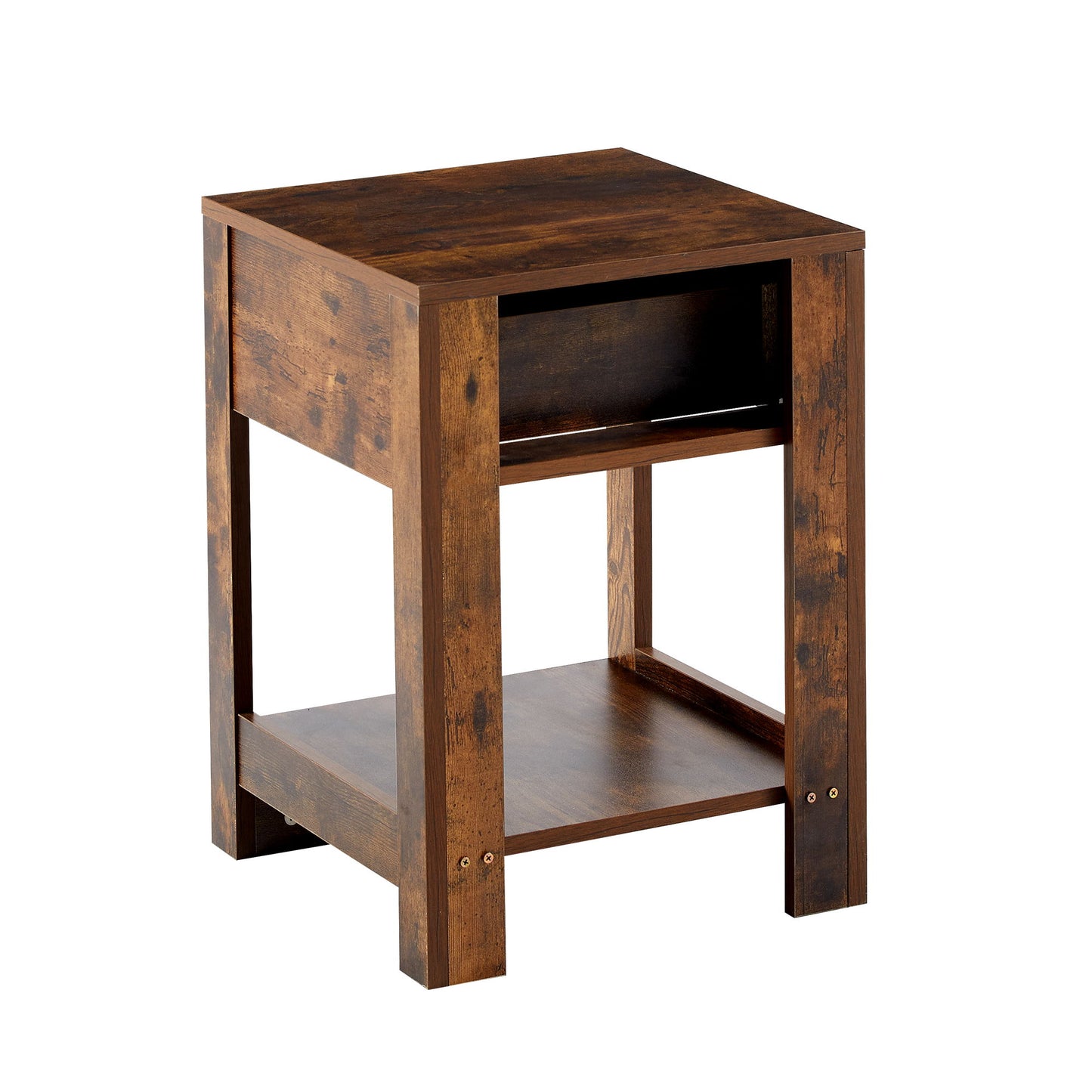 15.75" Rattan End Table With Drawer, Modern Nightstand, Side Table For Living Room, Bedroom - Rustic Brown