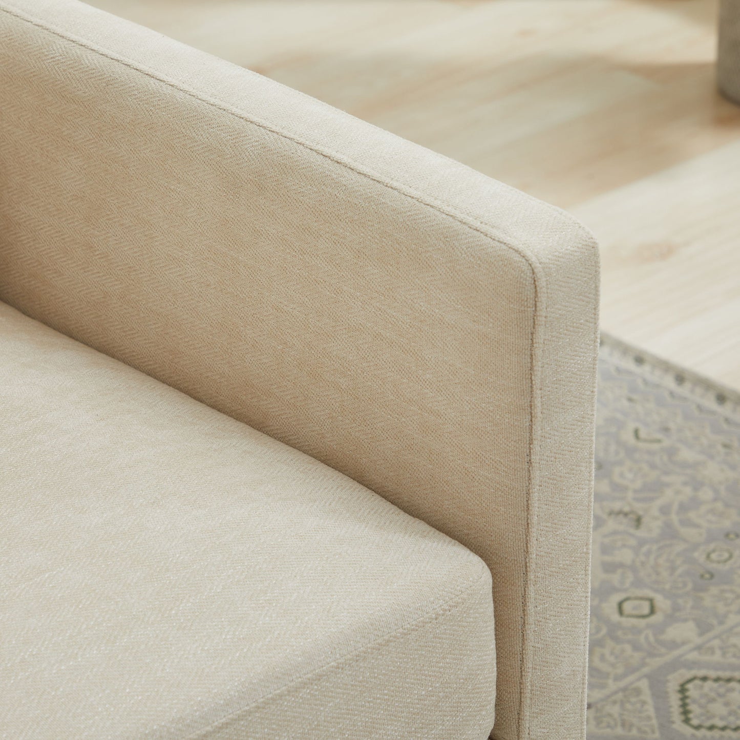 Square Upholstered Swivel Accent Chair With 360 Degree Rotation - Beige