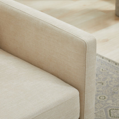 Square Upholstered Swivel Accent Chair With 360 Degree Rotation - Beige