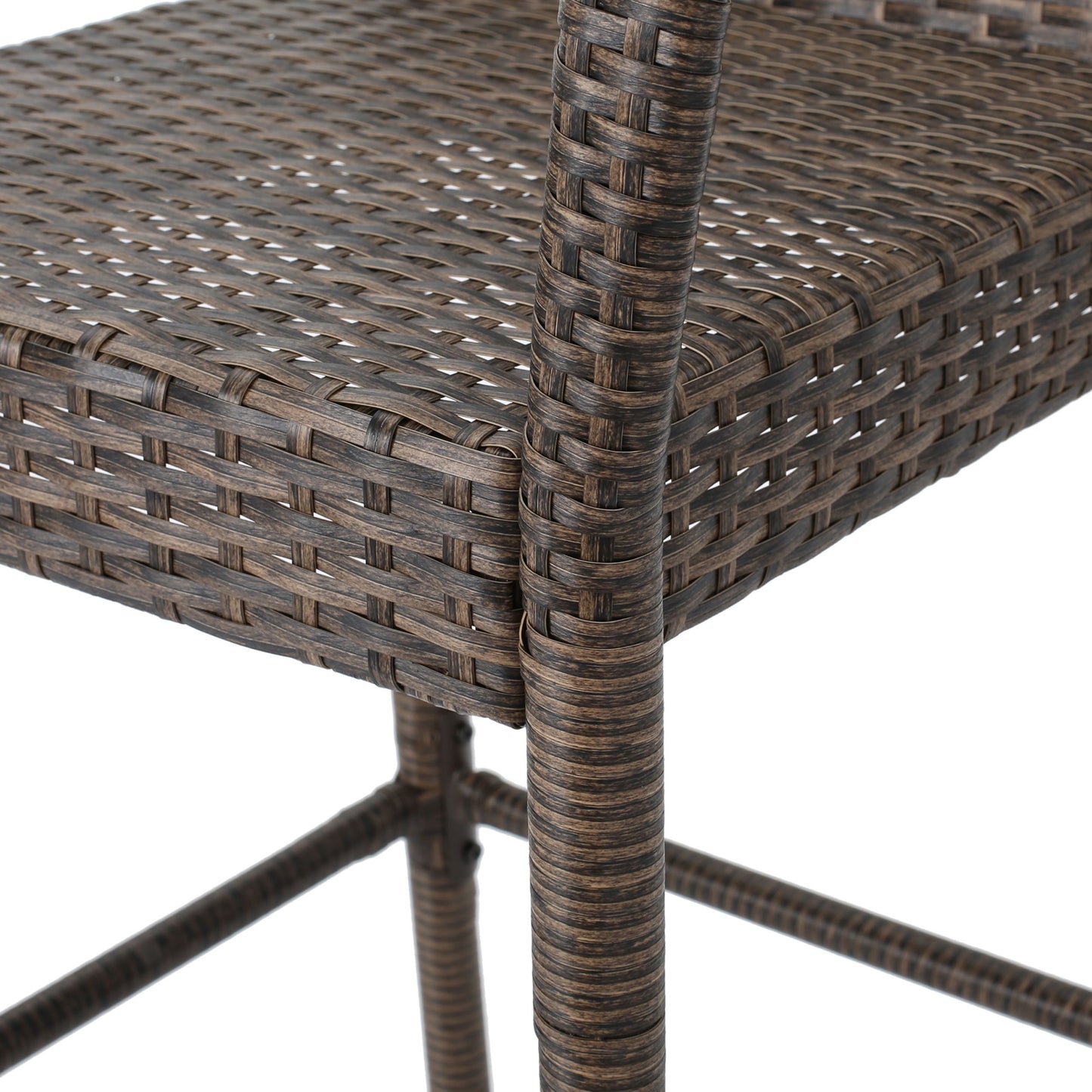 Outdoor Wicker Barstool With Faux Rattan And Iron Frame - Mix Mocha