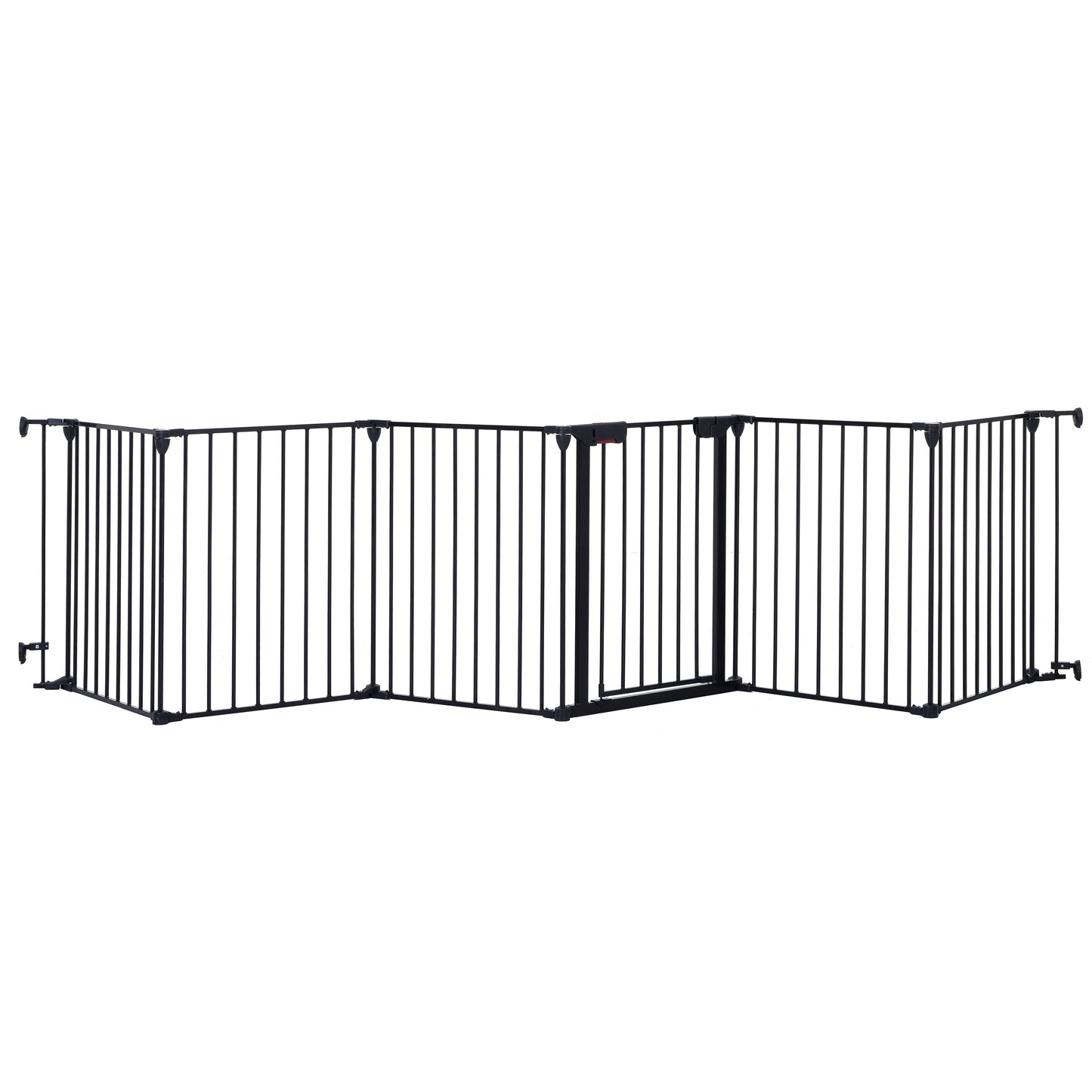 Adjustable Safety Gate 6 Panels Play Yard Metal Doorways Fireplace Fence Christmas Tree Fence Gate For House Stairs Gate Prohibited Area Fence - Black