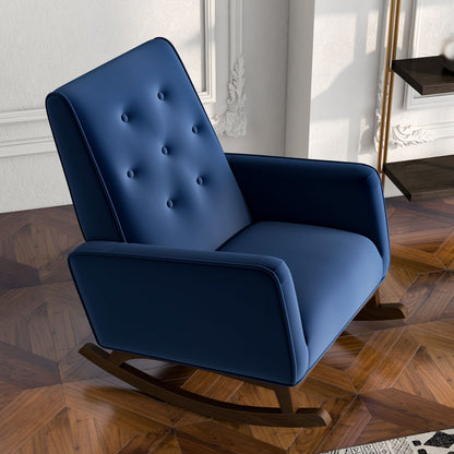 Demetrius - Solid Wood Rocking Chair - Blue