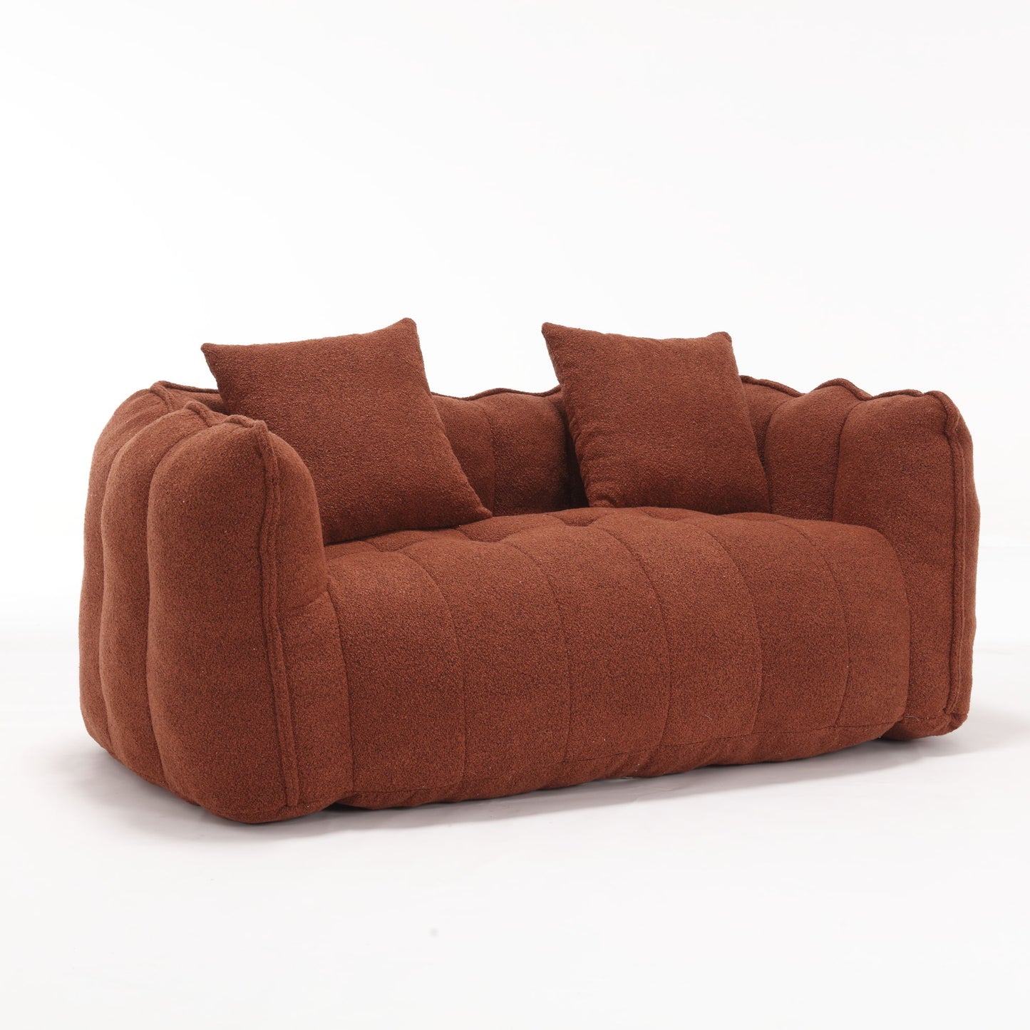 Soft Beanbag Chair With High Resilience Foam Core For Two People, The Comfortable Square Recliner Sofa Is Ideal For Family Members And Friends Engaged In Games, Reading, Watching TV - Red / Brown