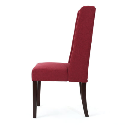 Modern Tufted Dining Chair (Set of 2) With High Back And Birch Wood Legs - Red