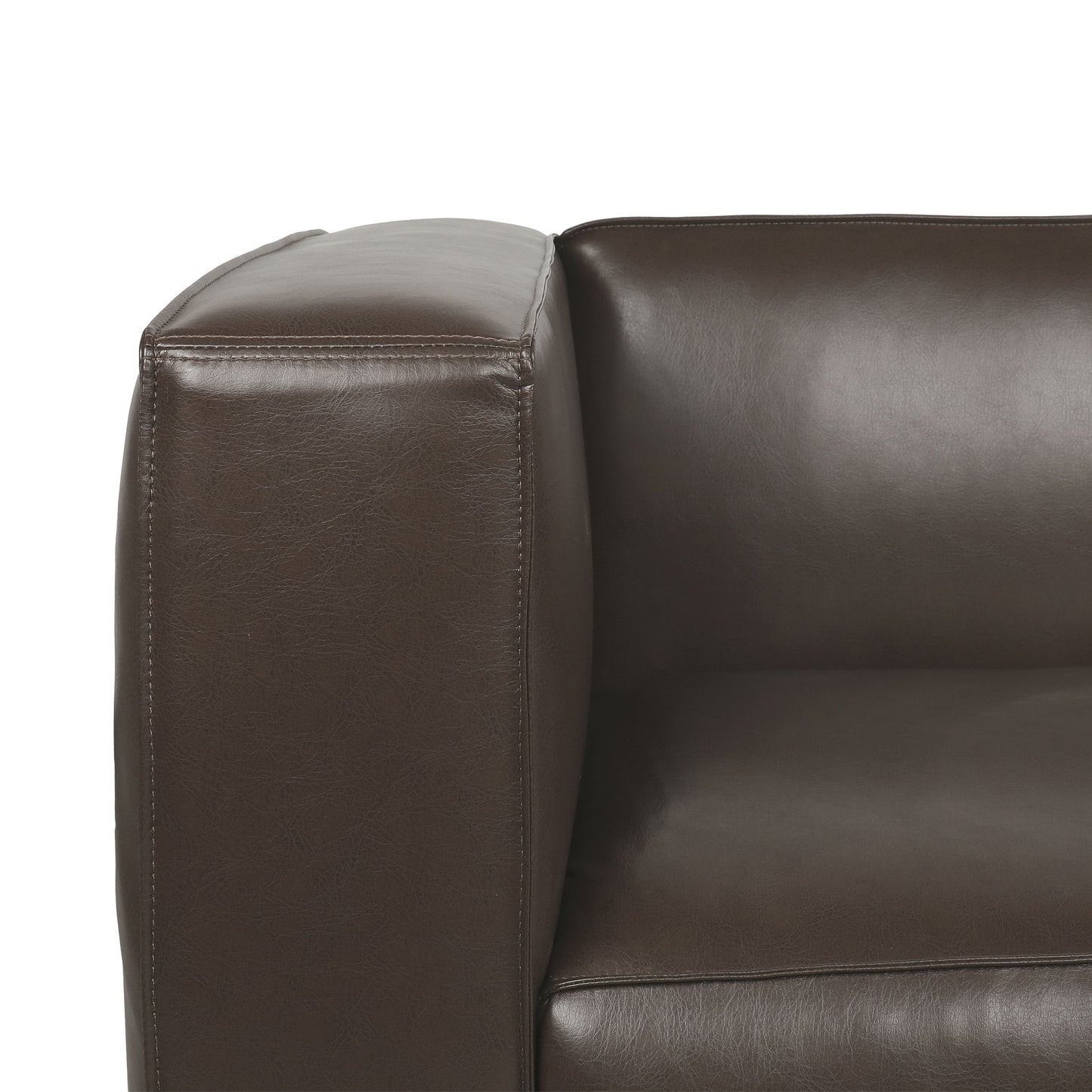 Contemporary 3 Seater Sofa With Tuxedo Design - Dark Brown