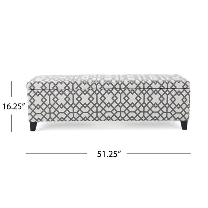 Quotient - Upholstered Storage Ottoman With Tapered Block Feet - Gray / White