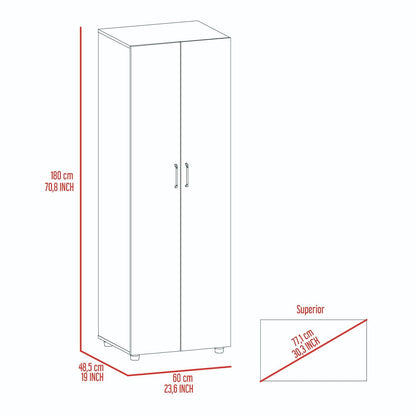 Armoire Organiser, Two Shelves, Rod, Double Door Cabinet Armoire - Black