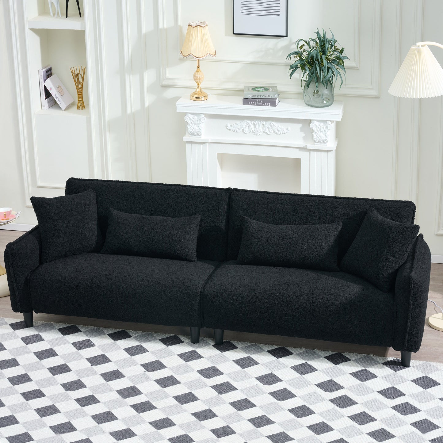 Modern Teddy Velvet Sofa, Comfort And Style For Living Spaces - Black