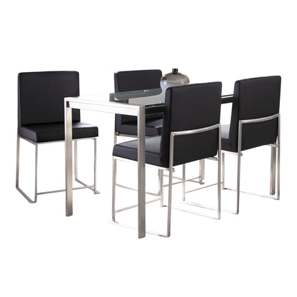 Fuji - High Back Contemporary Dining Set, Glass 5 Piece - Black