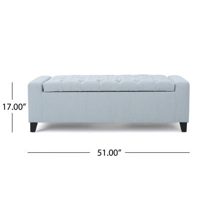 Stylish Guernsey Ottoman With Storage Function - Light Sky