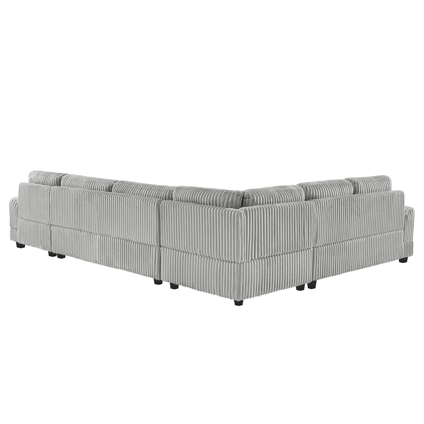Oversized Sectional Sofa U - Shaped Sofa Couch Modern Sofa Upholstered In Soft Corduroy With A Chaise Lounge For Living Room - Gray