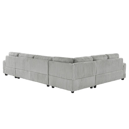 Oversized Sectional Sofa U - Shaped Sofa Couch Modern Sofa Upholstered In Soft Corduroy With A Chaise Lounge For Living Room - Gray