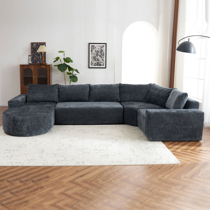 Oversized Modular Sofa Cloud Sectional Sofa Set Upholstered Couches U - Shaped Sofa With Deep Seat For Living Room - Gray