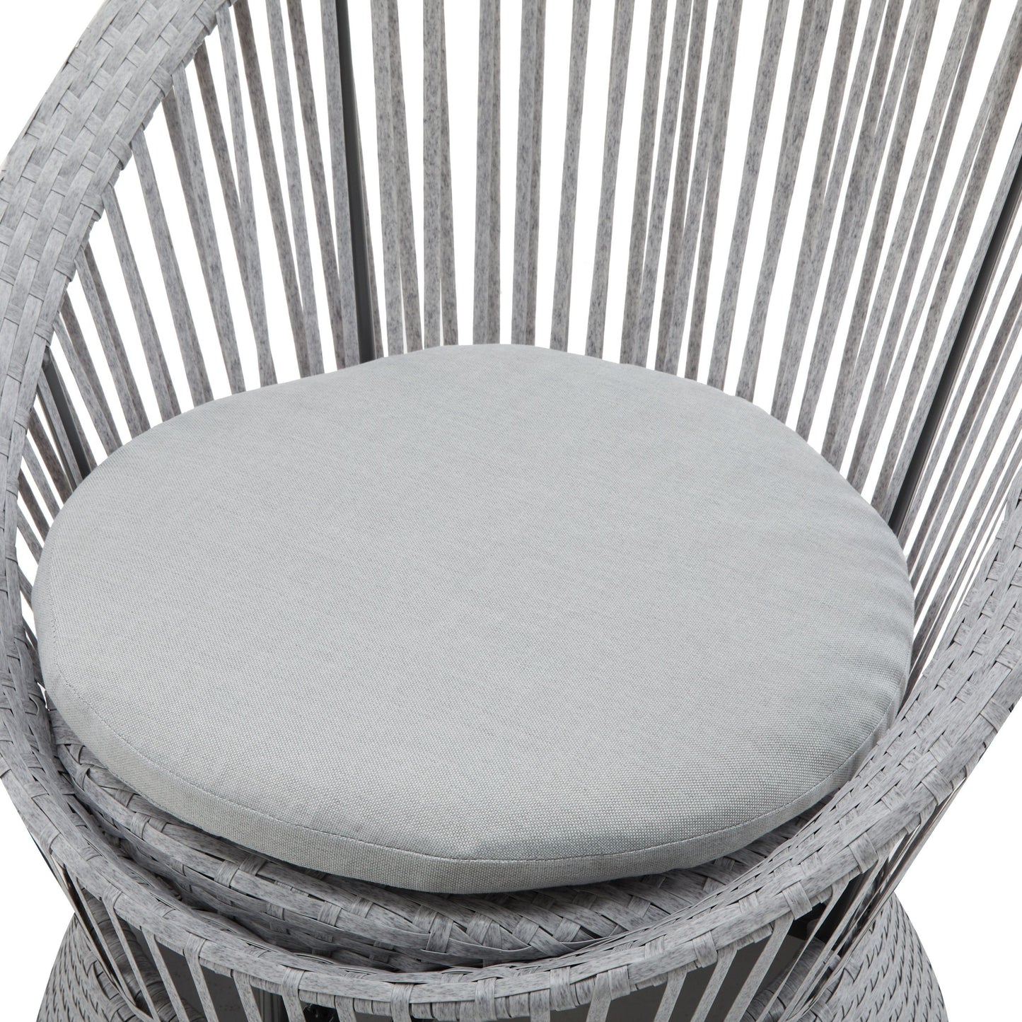Modern Silver Swivel Wicker Lounge Chair With Xianrattan And Iron Frame, Stylish Round Design - Silver Gray
