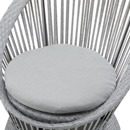 Modern Silver Swivel Wicker Lounge Chair With Xianrattan And Iron Frame, Stylish Round Design - Silver Gray