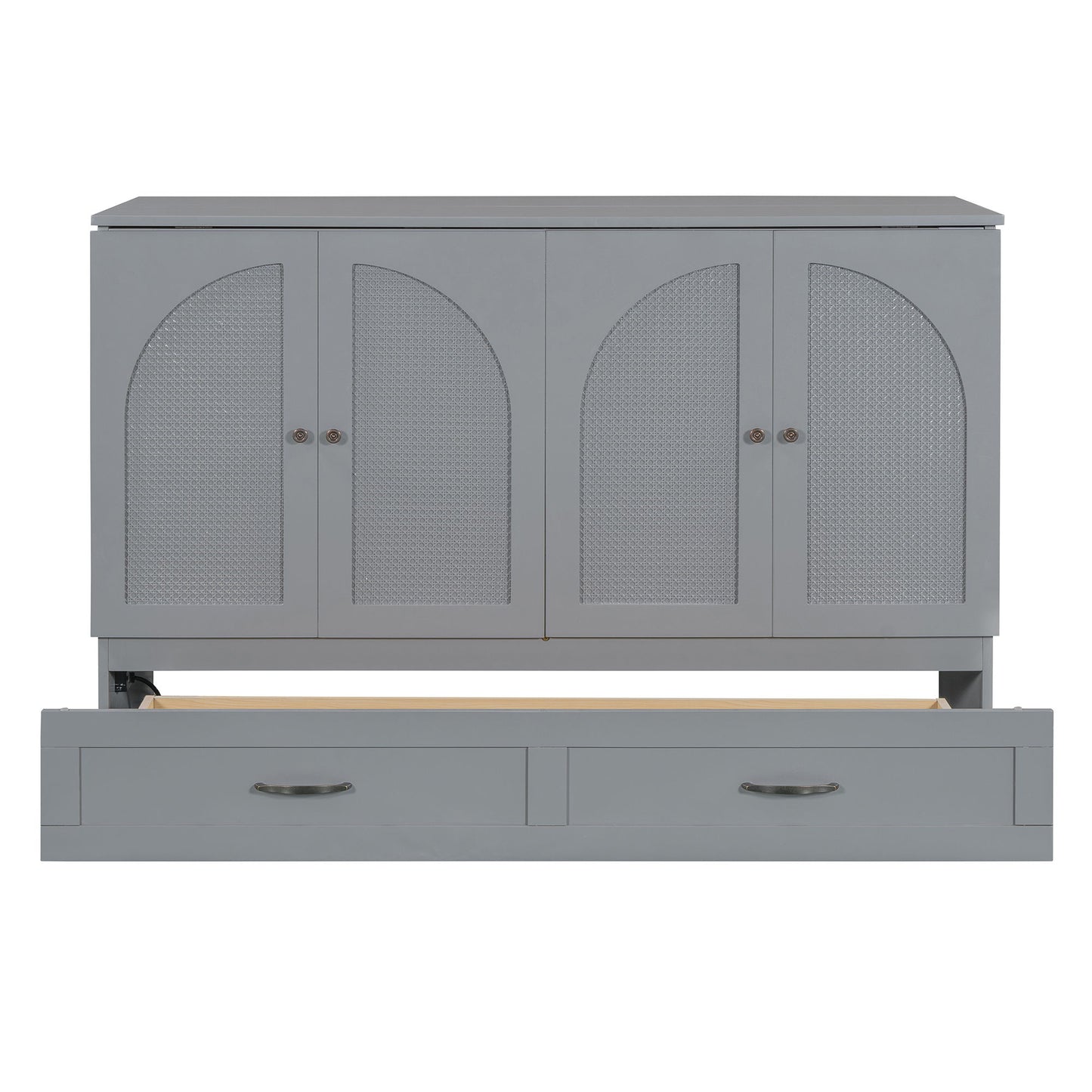 Queen Size Murphy Bed With Large Drawers - Gray