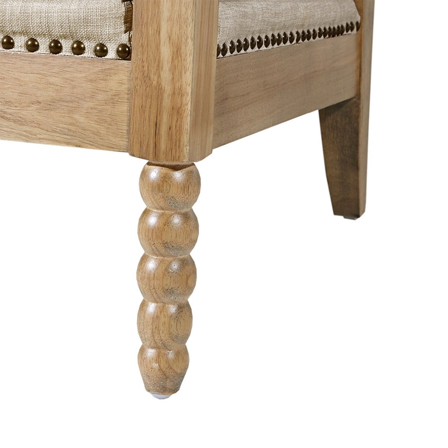 Fancy Design Arm Chair With Nailhead Trim - Light Gray / Camel Oak