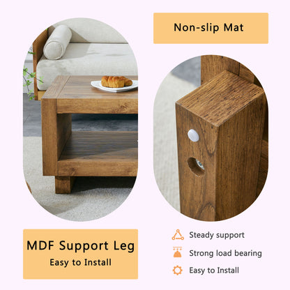 Modern Minimalist Rectangular Coffee Table Measuring Embodies The Simple Charm Of Mid Century Aesthetics, Adding A Touch Of Elegance To Your Living Room - Natural Wood
