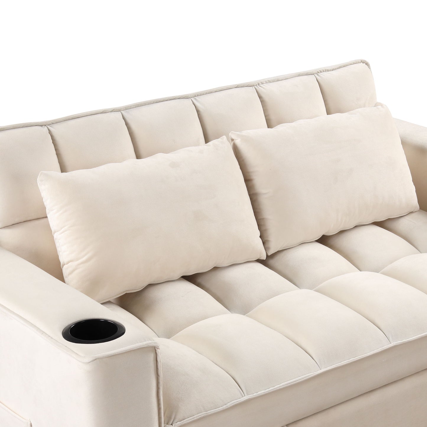 Multi Functional Sofa Bed With Cup Holder And USB Port For Living Room Or Apartments - Milk White