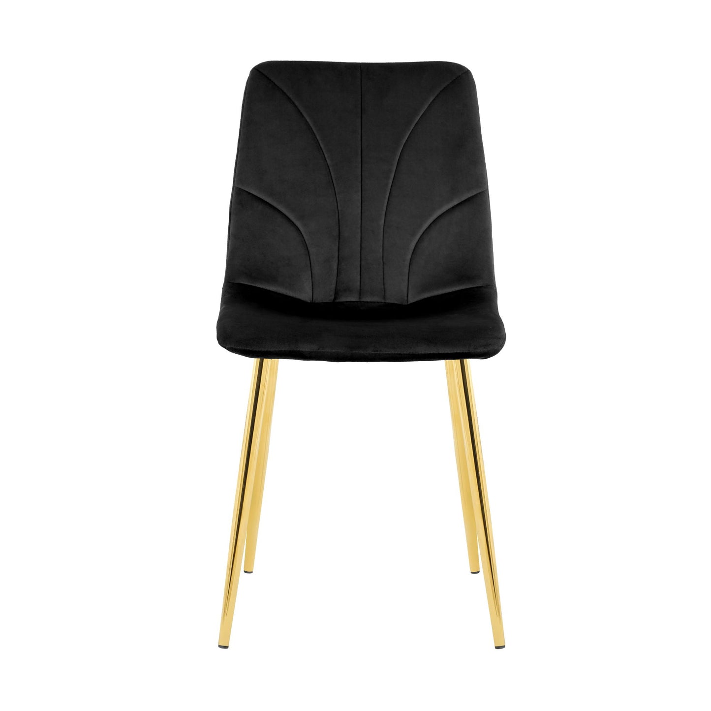 Modern Light Luxury Dining Chair With Gold Metal Legs (Set of 4) - Black