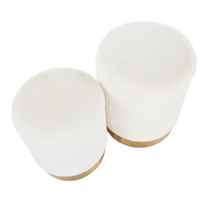 Marla - Contemporary Nesting Ottoman Set - Gold / Cream