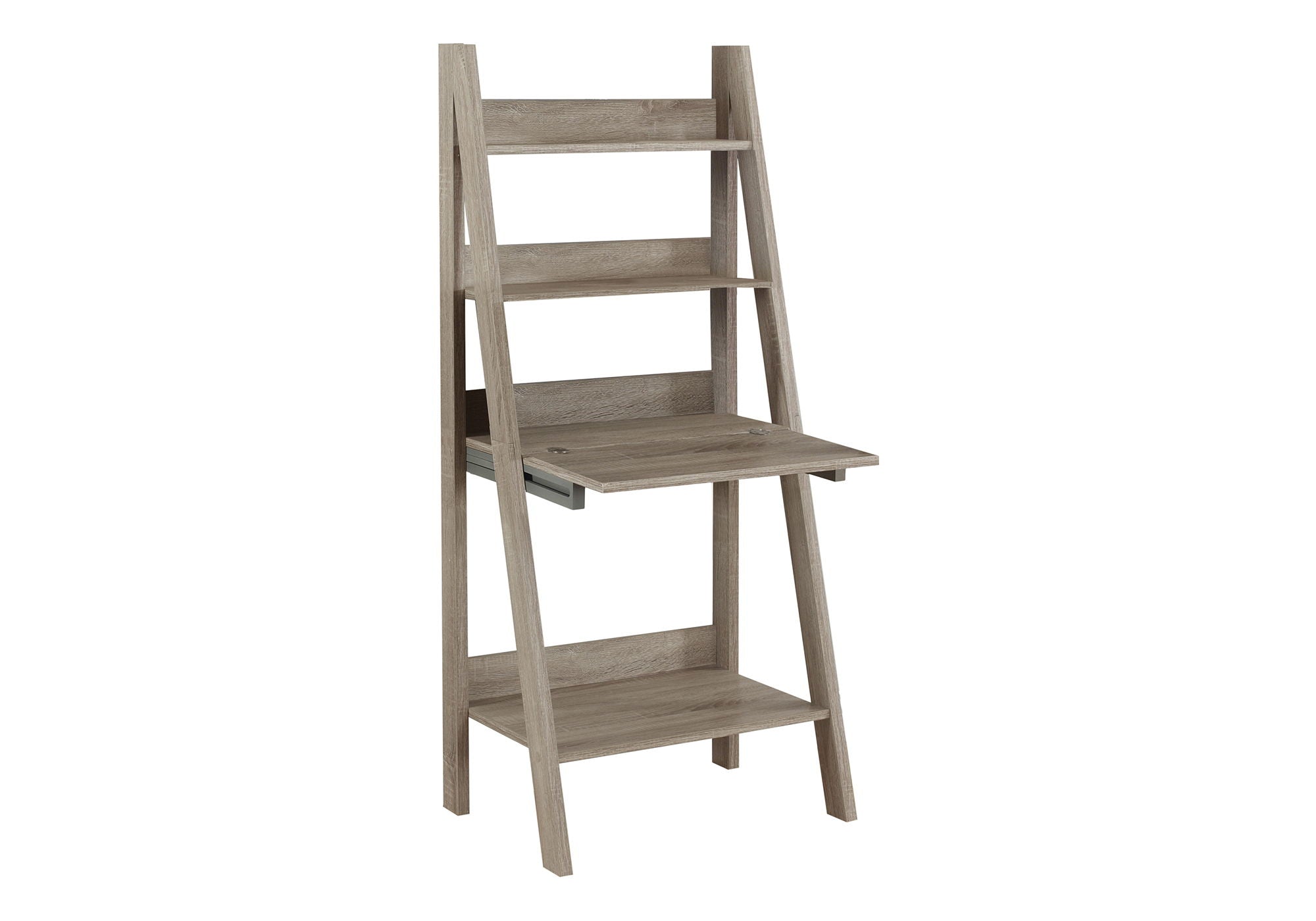 Computer Desk For Home Office, Laptop, Leaning, Storage Shelves, Contemporary & Modern - Taupe