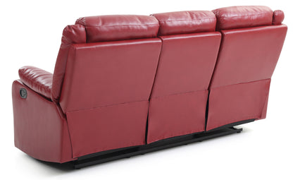 Stylish Contemporary Reclining Sofa - Red