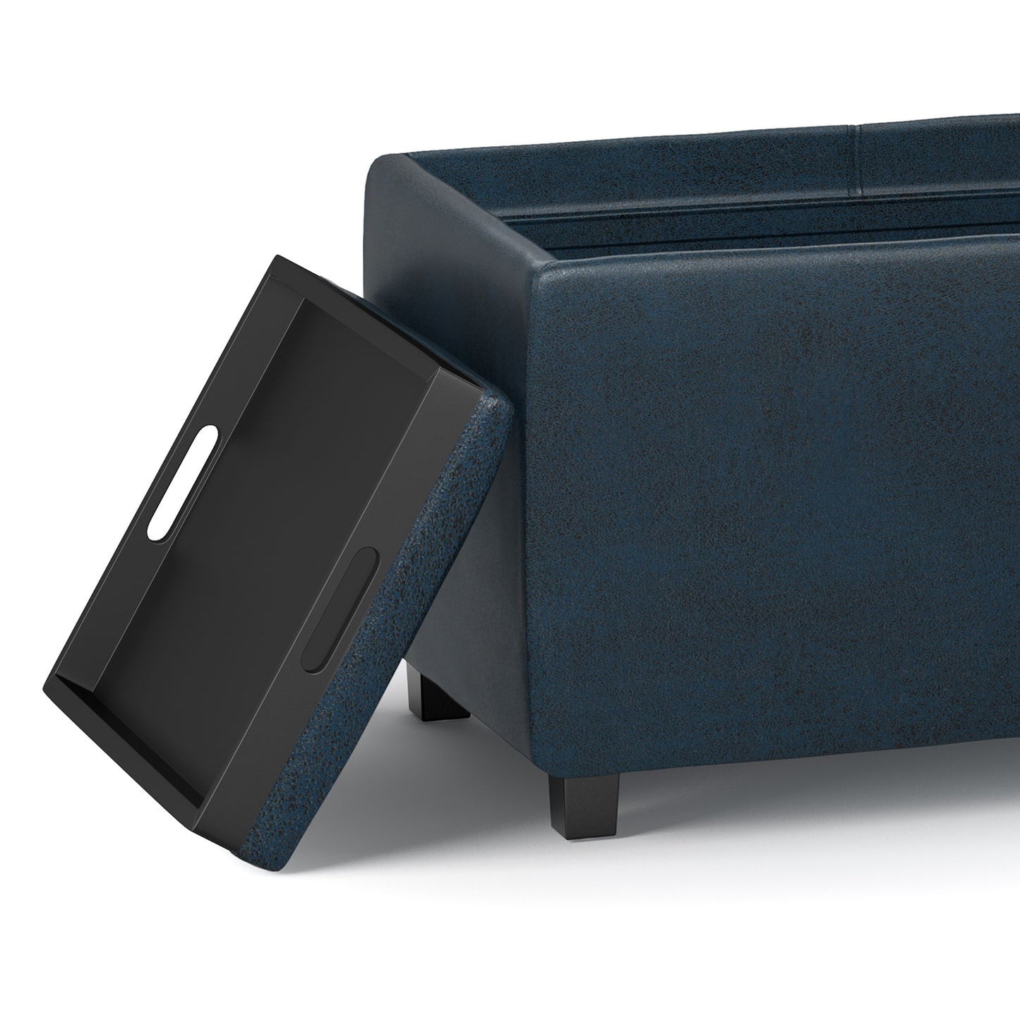 Avalon - Storage Ottoman - Distressed Dark Blue