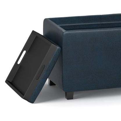 Avalon - Storage Ottoman - Distressed Dark Blue