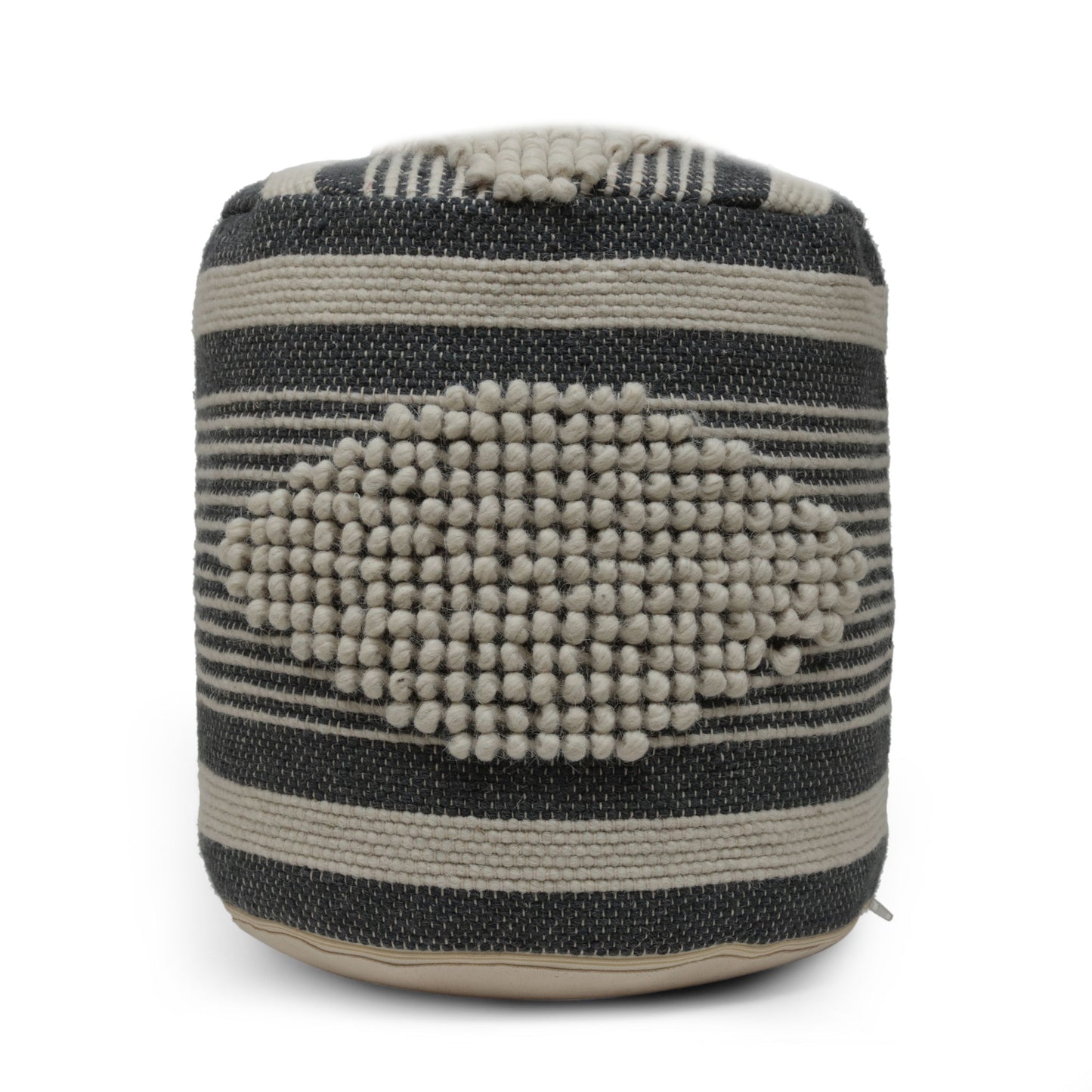Diamond - Handcrafted Fabric Cylindrical Pouf - Dawn Gray