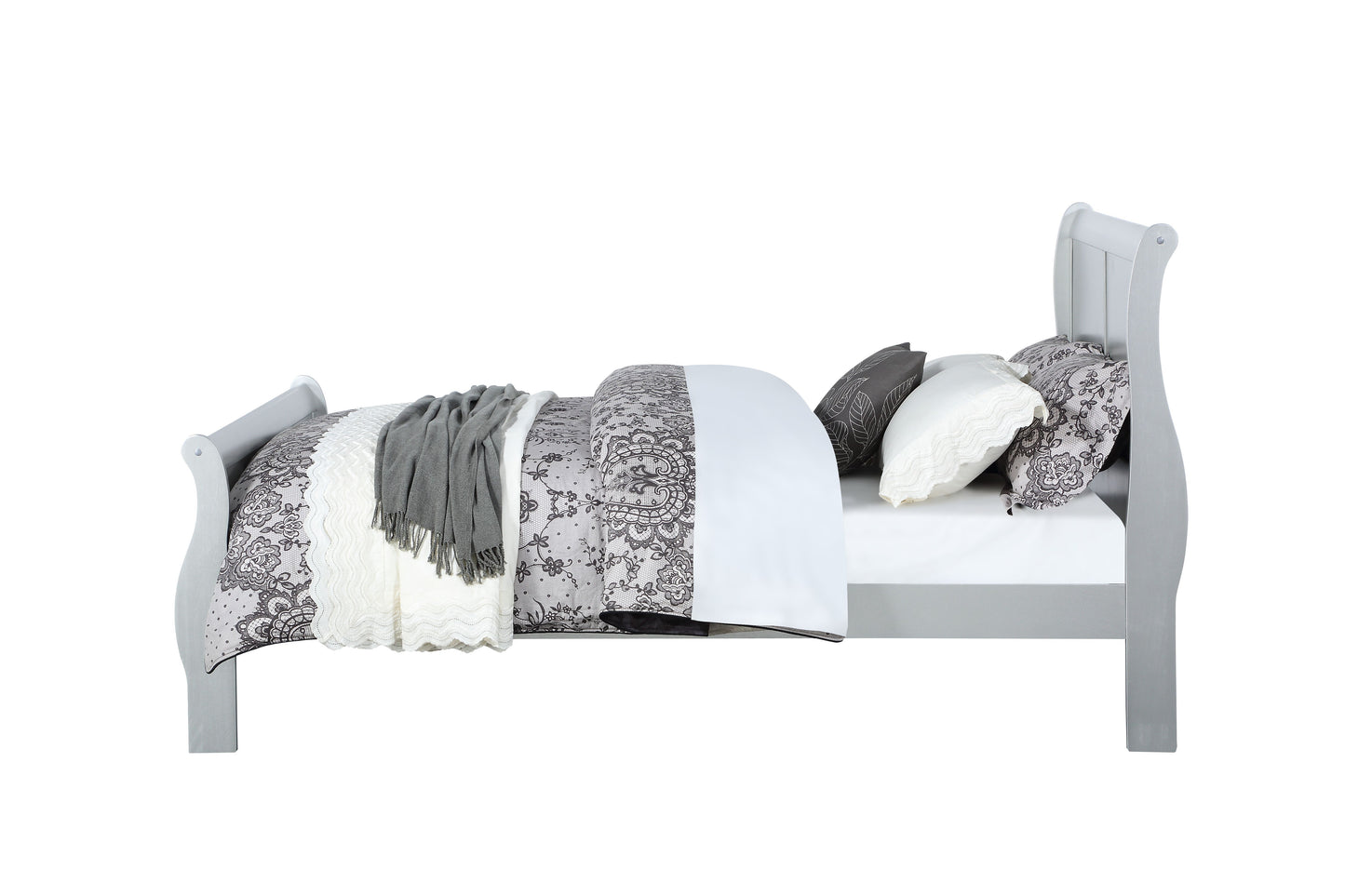 Louis Philippe - 2 Piece Queen Bedroom Set Bed - Silver Gray