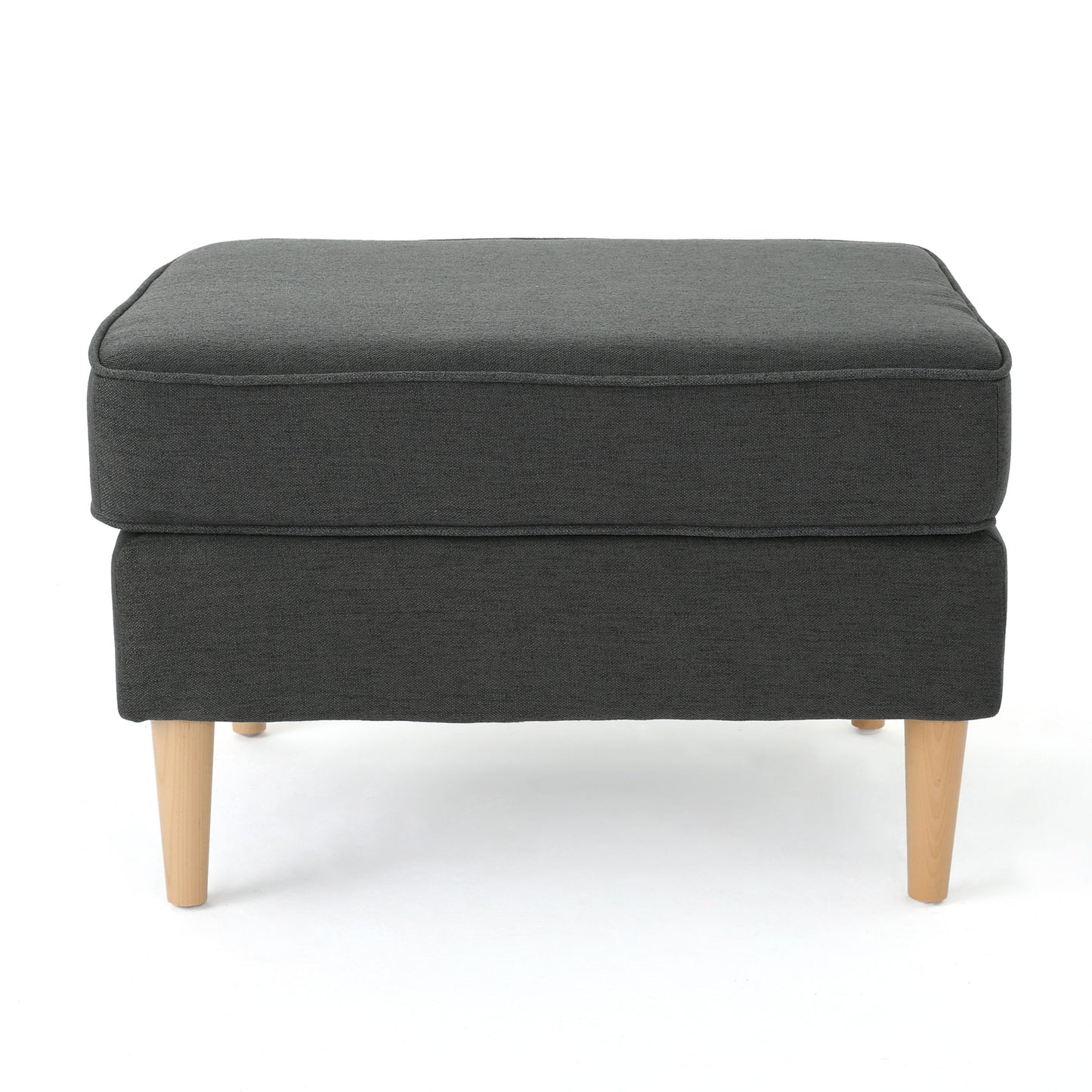 Upholstered Ottoman With Tapered Legs - Dark Gray