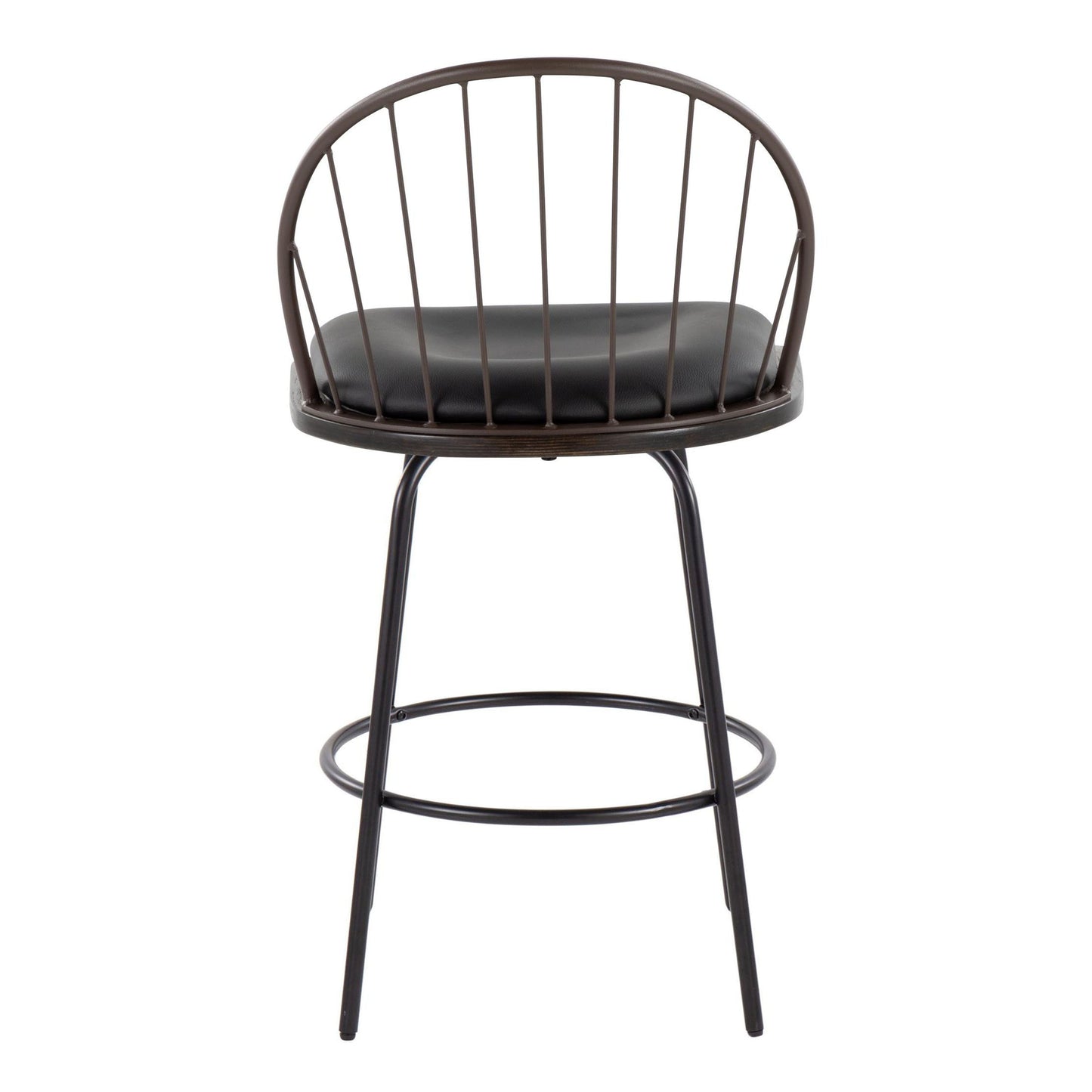 Riley - Claire Farmhouse Fixed Height Counter Stool With Swivel With Round Footrest (Set of 2) - Black / Bronze / Walnut / Brown