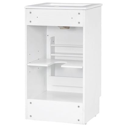 18" Bathroom Vanity With Sink, & Ceramic, Adjustable Shelf - White