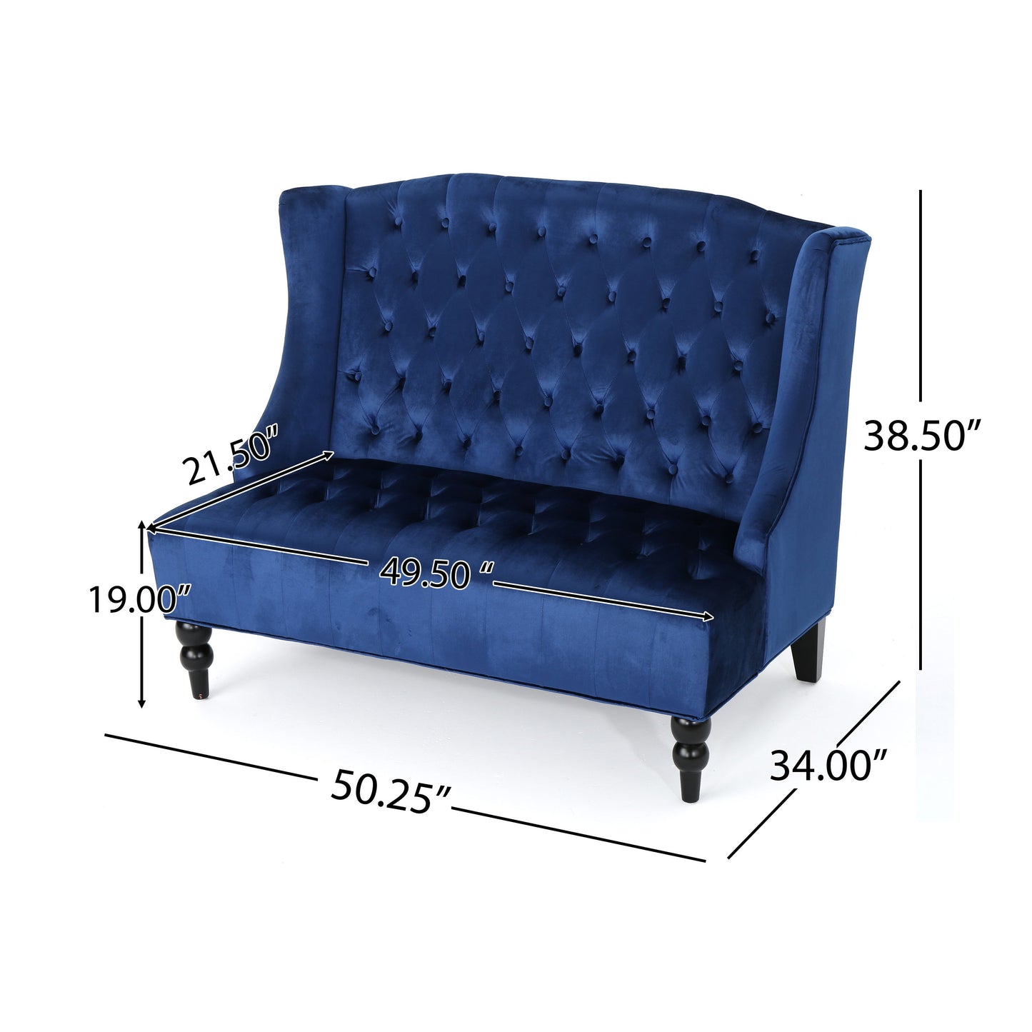 Nurturing - Upholstered Loveseat With Wing Back And Diamond Tufting - Navy Blue