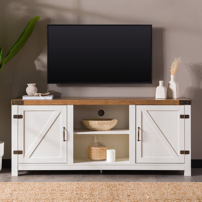 Modern Farmhouse Barn Door 3 Shelf TV Stand For TVs Up To 65ÔøΩÔøΩÔøΩÔøΩÔøΩÔøΩÔøΩÔøΩÔøΩÔøΩÔøΩÔøΩÔøΩÔøΩÔøΩÔøΩÔøΩÔøΩÔøΩÔøΩÔøΩÔøΩÔøΩÔøΩÔøΩÔøΩÔøΩÔøΩÔøΩÔøΩÔøΩÔøΩÔøΩÔøΩÔøΩÔøΩÔøΩÔøΩÔøΩÔøΩÔøΩÔøΩ - Rustic Oak / Brushed White