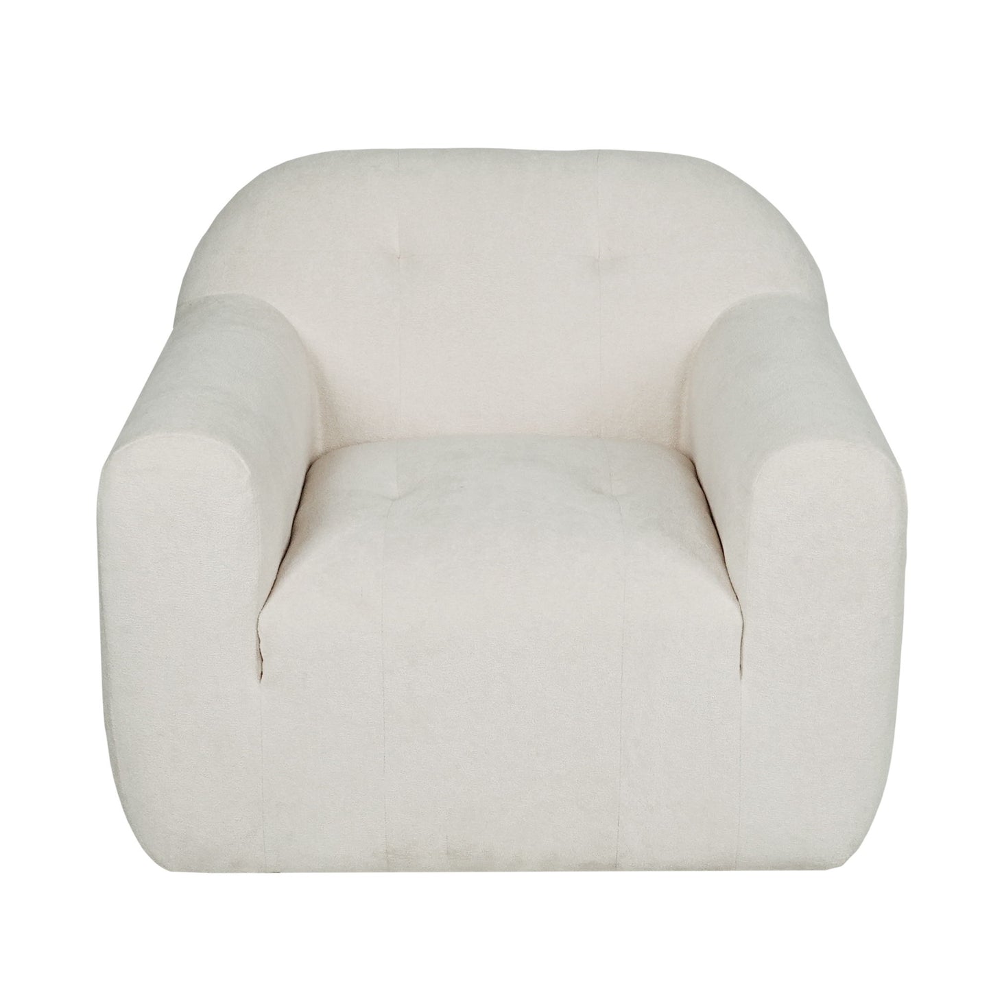 Harmonara - Boucle Upholstered Club Chair With Blind Tufting - Cream