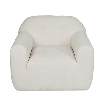 Harmonara - Boucle Upholstered Club Chair With Blind Tufting - Cream