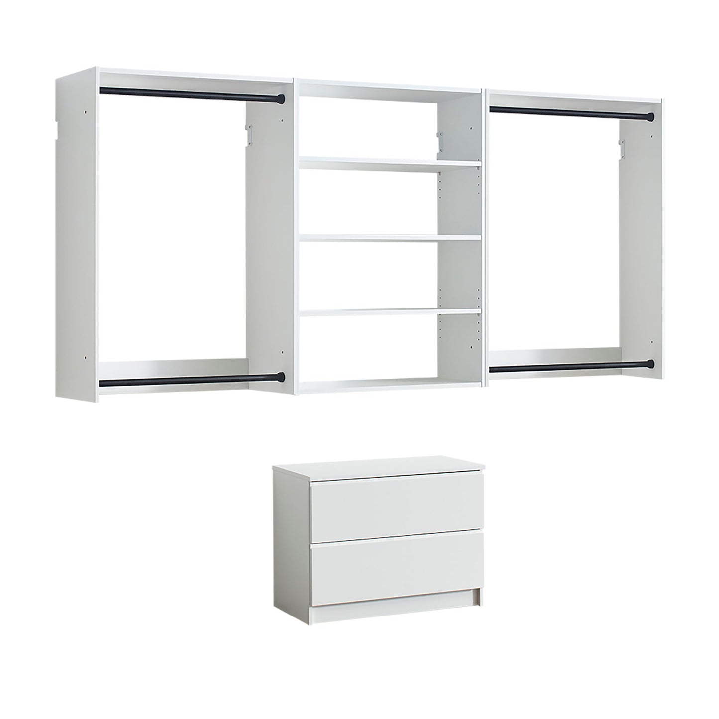 Devi - Wall Mounted Wood Closet System Modular Versatility And Warm - White