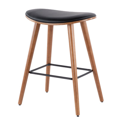 Saddle - Mid-Century Modern Counter Stool (Set of 2) - Walnut / Black