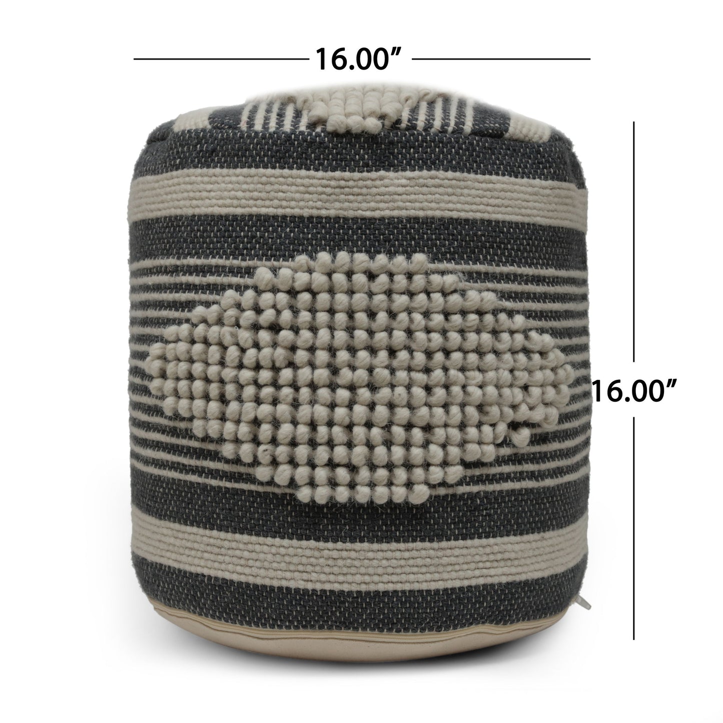 Diamond - Handcrafted Fabric Cylindrical Pouf - Dawn Gray