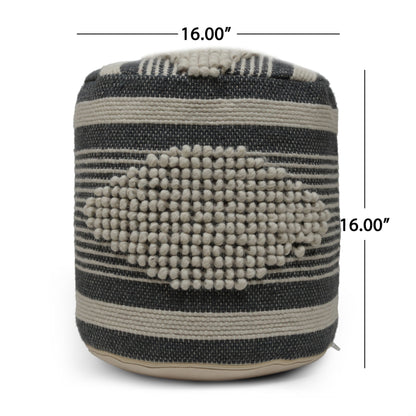 Diamond - Handcrafted Fabric Cylindrical Pouf - Dawn Gray