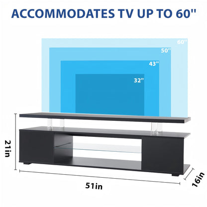 TV Stand For 60" TV LED Gaming Entertainment Center Media Storage Console Table With Large Side Cabinet For Living Room - Black