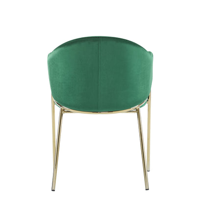Modern Upholstered Dining Chair With Gold Metal Frame - Emerald / Gold