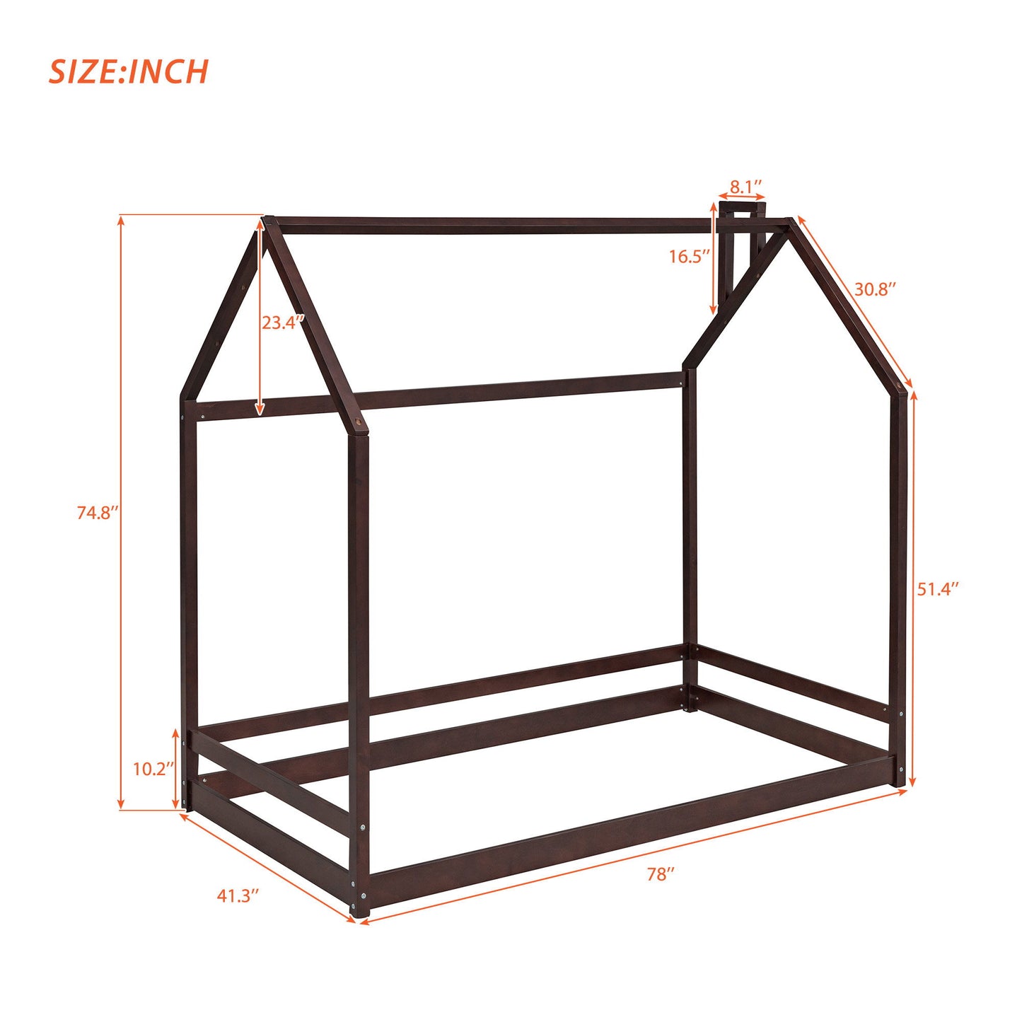 Twin Size Playhouse Bed - Espresso