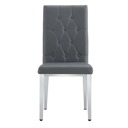 Armless Dining Chairs, Grid And Buckle Design Of The Back (Set of 4) - Gray